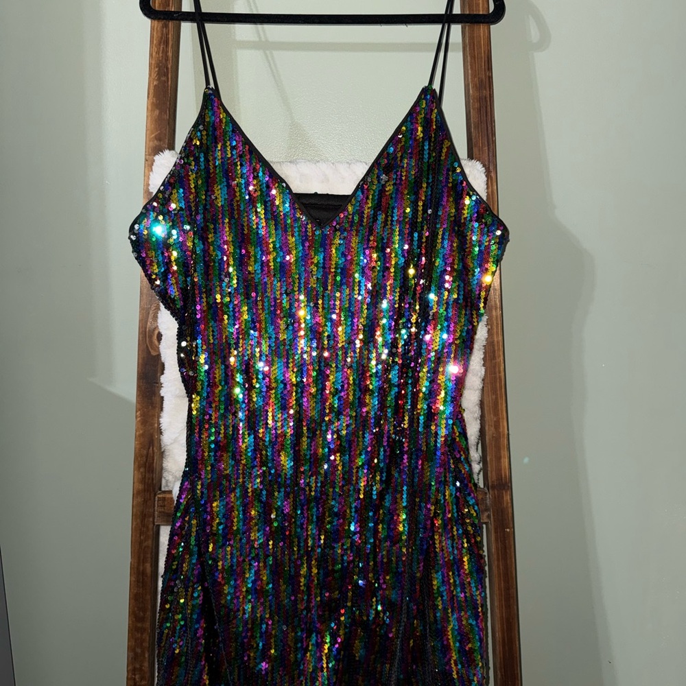 Nasty Gal Multicolor Sequin Party Dress